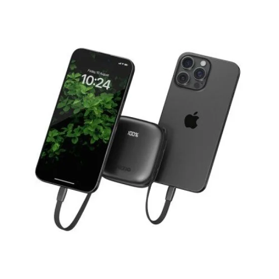 Bazic Gopower Fusion, 3In1 10000Mah Powerbank With Built-In Usb-C And Lightning Cable